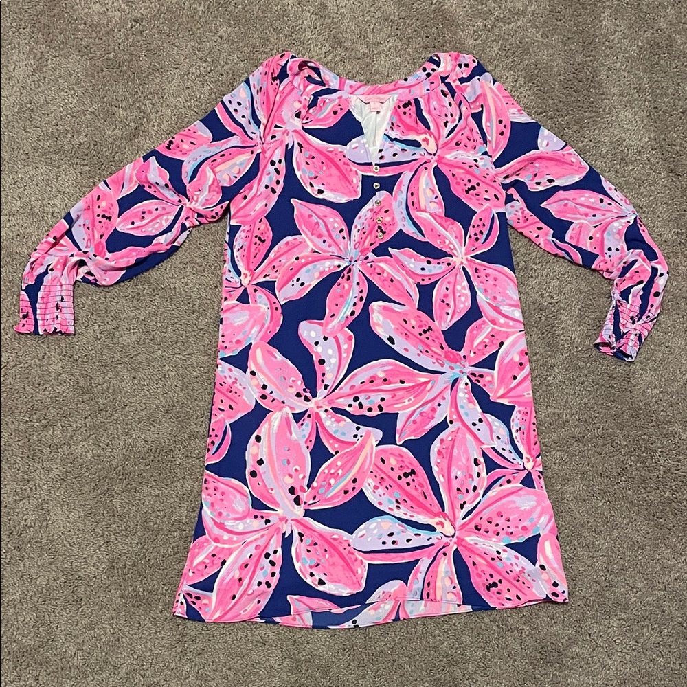 Pink, Purple & Blue Floral Lilly Pulitzer Size Small Floral Mid-thigh Dress